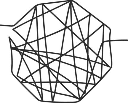 Abstract tangled lines forming a complex network problem vector