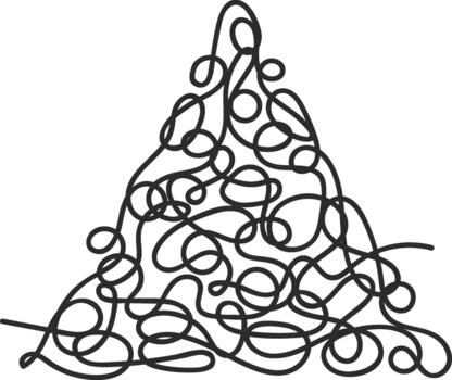 Tangled lines forming abstract mountain shape vector