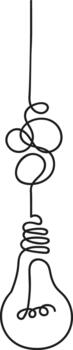Single line drawing light bulb tangled wire developing idea vector