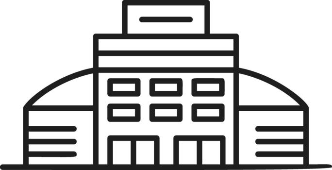 Modern building line icon representing urban architecture vector