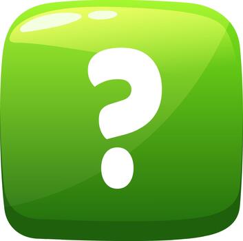 Green glossy button presenting white question mark vector
