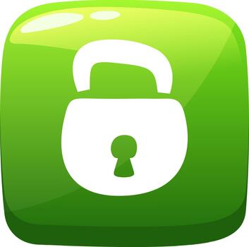 verde lustroso candado icono representando datos seguridad vector
