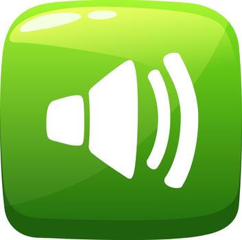 Green glossy button displaying active volume sound icon vector
