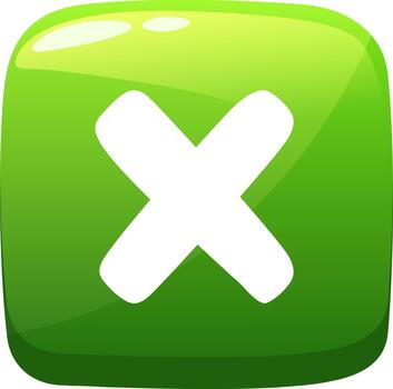 Green x mark displaying wrong or canceling vector