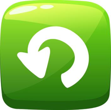 verde lustroso cuadrado botón con hacia atrás flecha icono vector