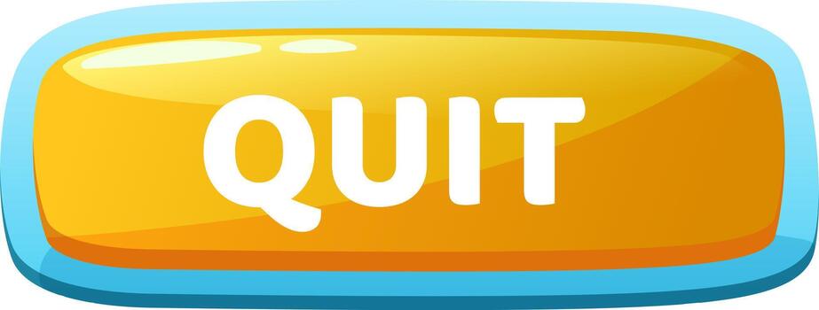 Cartoon style glossy quit button for game interface vector