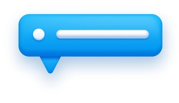 Blue 3D message bubble icon processing information vector