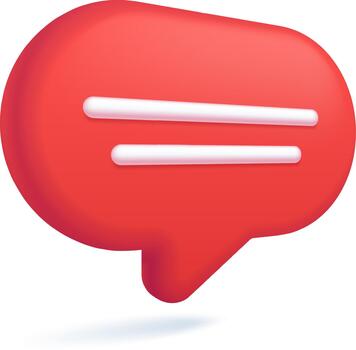 Red 3D speech bubble representing online message conversation vector