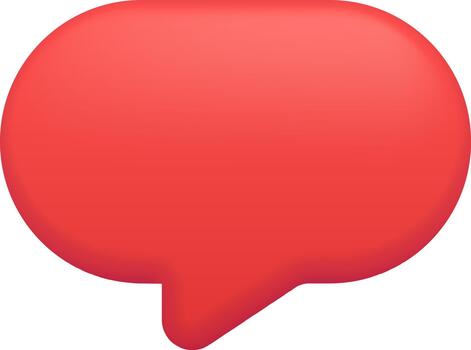 Red 3D speech bubble representing communication and message vector