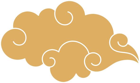 Golden asian style cloud flowing pattern element vector