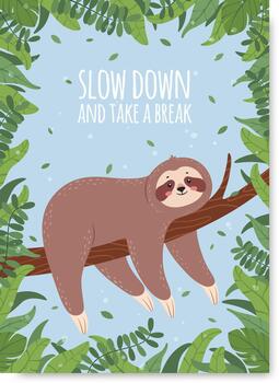 Sloth resting on tree branch, encouraging relaxation and taking a break vector