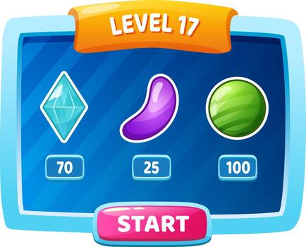 Mobile gaming user interface showing level 17 progress vector