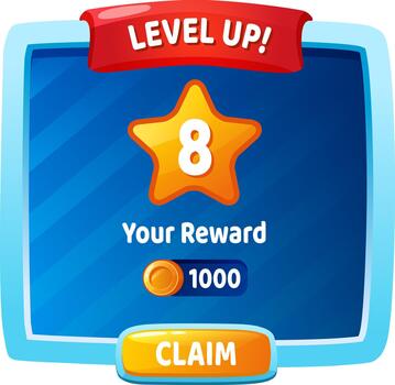 Game interface showing level up achievement and reward vector