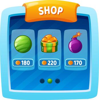 Online game shop interface showing virtual items vector