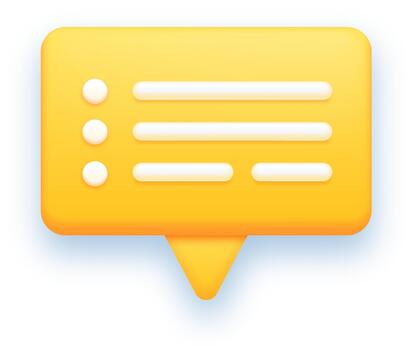 3D yellow speech bubble showing text messages vector