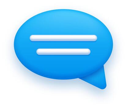 Blue 3d chat icon representing digital communication dialog vector