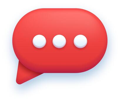Red 3d chat message bubble typing dots icon vector