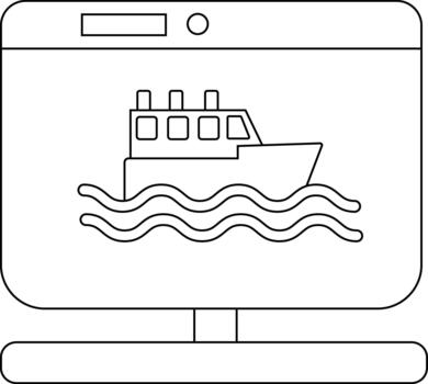 Outline of a ship on a computer screen illustration vector