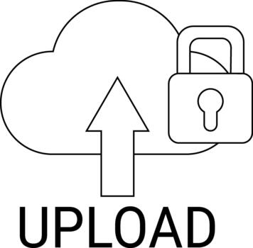 padlock icon and upload button icon with white background vector