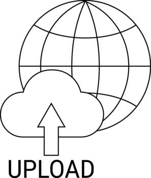 globe icon and upload button icon with white background vector