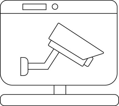 contorno de un cctv cámara en un computadora pantalla vector
