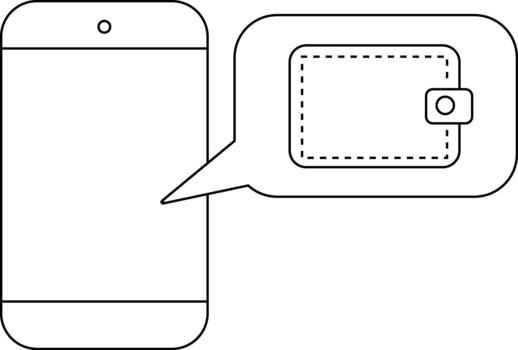 Minimalist line art of smartphone with wallet icon in speech bubble vector