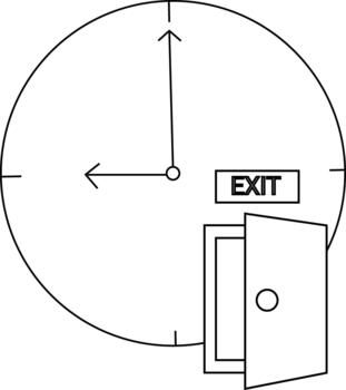 bosquejo de pared reloj icono y salida icono vector