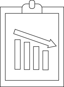 negro y blanco línea Arte de declinante bar gráfico en portapapeles vector