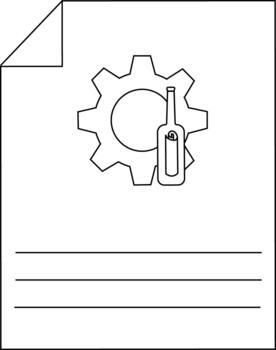 minimalista icono de engranaje y botella en documento antecedentes vector