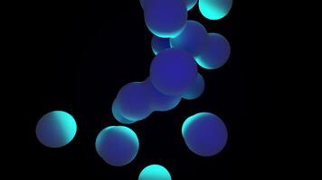 sin costura lazo antecedentes con vibrante azul y cian brillante burbujas flotante arriba en lava lámpara estilo. resumen tranquilo salvapantallas con 3d gotas y luminoso efecto en oscuro vacío espacio. serpenteado 4k 60 fps video
