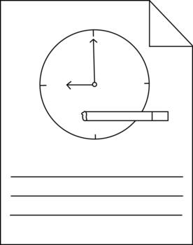 Minimalistic line art of a clock and cigarette on paper vector