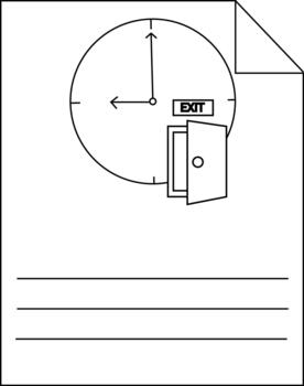 Abstract line art of clock with exit door concept illustration vector
