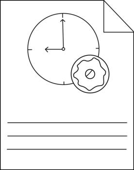 minimalista línea Arte de reloj y engranaje en documento antecedentes vector