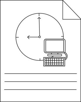 minimalista reloj y computadora icono para hora administración concepto vector