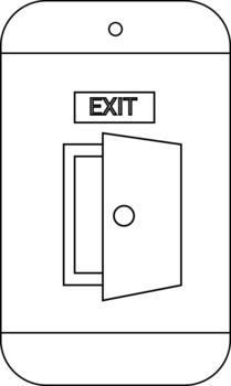 minimalista teléfono inteligente interfaz con salida puerta icono diseño vector