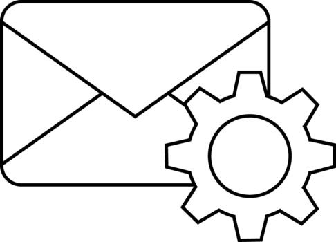 correo electrónico sobre icono con engranaje símbolo para ajustes o configuración vector