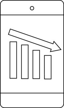 minimalista línea Arte de declinante grafico en teléfono inteligente pantalla vector