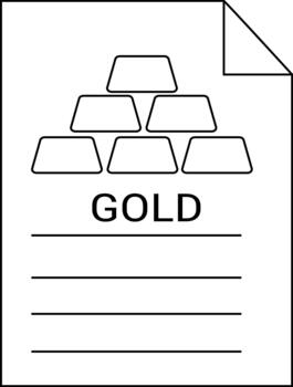 gold bar icon and document paper icon with white background vector