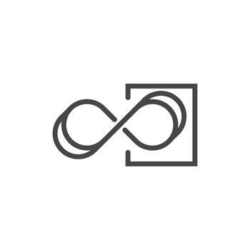 resumen infinito lazo símbolo contenido dentro un cuadrado geométrico línea Arte icono diseño elemento. vector