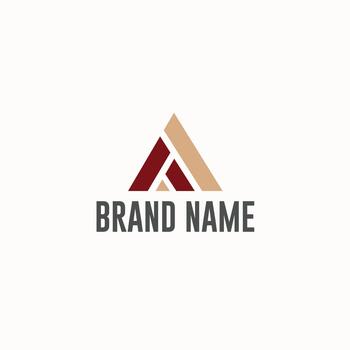 Abstract triangular logo with maroon and beige elements, representing modern corporate identity design vector