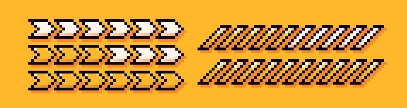 Two different loading yellow bars. Pixel art simple style. vector