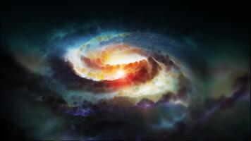 un' vivace spirale galassia, tinta nel oro e blu, ruota nel spazio, giocando con plasma energia e luce. voi può uso Questo animazione nel il tuo astrologico e cosmico progetti o come un' sfondo. video