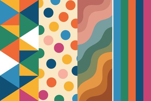 Vibrant Retro Inspired Geometric and Organic Pattern Background Design vector
