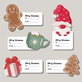 Tres Navidad envase papel patrones verde con galletas y mitones, rojo con caramelo bastones y medias, y oscuro verde con patines y pino sucursales. sin costura festivo diseños para estacional embalaje vector