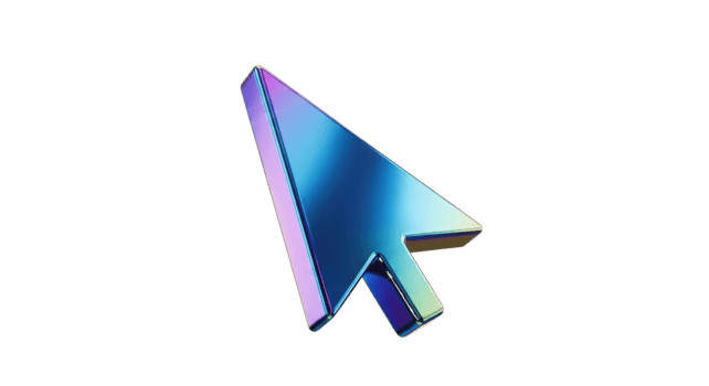 metallisk markören med regnbågsskimrande glans isolerat på en transparent bakgrund mus pekare dator ikon png