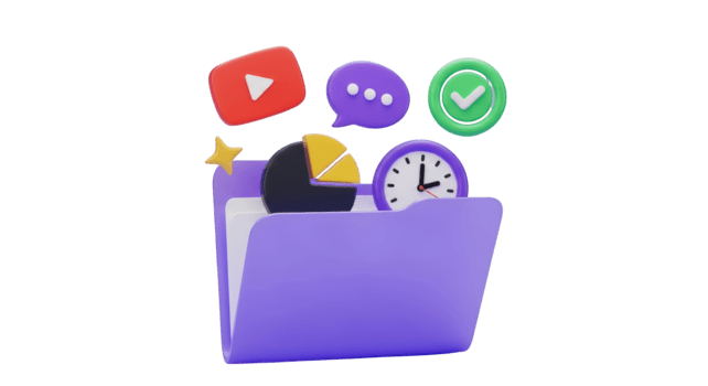 3 d mapp med ikoner och data visualisering element isolerat på en transparent bakgrund png