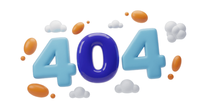 3 d reso 404 errore Messaggio con nuvole e sfere isolato su un' trasparente sfondo pagina non trovato 1 png