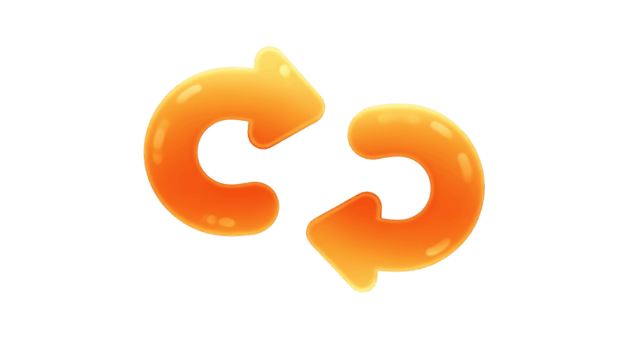 zwei Orange kreisförmig Pfeile Verriegelung isoliert auf ein transparent Hintergrund Schleife Aktualisierung png