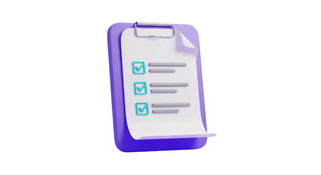 Purple clipboard with checklist and checkmarks isolated on a transparent background to do list png