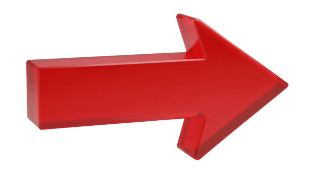 rosso 3 d freccia forma con lucido finire isolato su un' trasparente sfondo direzione inoltrare png